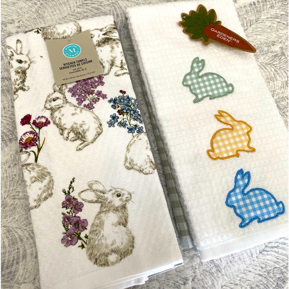🆕🐰 MARTHA STEWART & GARDENERS EDEN SPRING KITCHEN TOWEL SETS. NEW WITH TAGS.